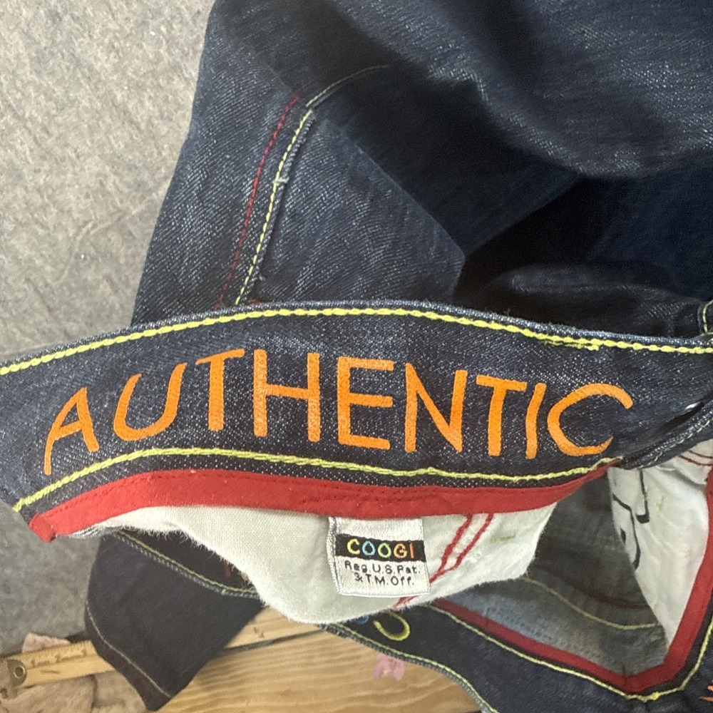 Vtg COOGI Jeans Mens sz 38x34 Embroidered Sneaker Shoes‎ Rainbow Blue Denim Y2K - Picture 14 of 16